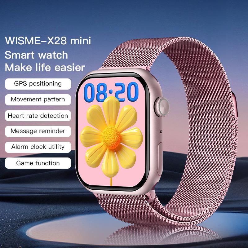 BİLİŞİM BURADA X28 Mini Series 10 Pembe Akıllı Saat  5 Kayışlı, Kablosuz Şarjlı, Şık Tasarım, Hızlı Kargo